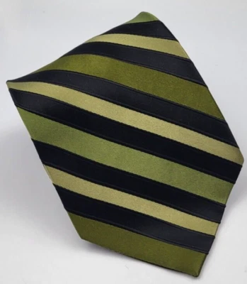 Corbata de seda Croft & Barrow verde negro amarillo rayas hombre 59 x 3,75 Foto 1 de 4
