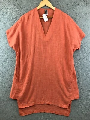 New Neiman Marcus V-Neck Rust Tunic Top S 100% Cotton - Image 1 of 4
