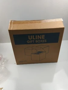 Menge = 82: Uline S-13221 Geschenkboxen 8 x 8 x 4 Zoll, Kraft Nadelstreifen - Bild 1 von 4
