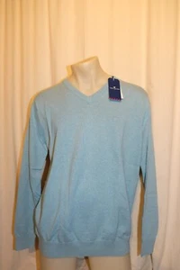 Pullover uomo casual maglia Tom Tailor scollo a V 100% cotone blu NUOVO - Foto 1 di 9