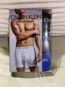 Calvin Klein Cotton Stretch Classic Fit Boxer Briefs Blue & Black - X-Large - Picture 1 of 5