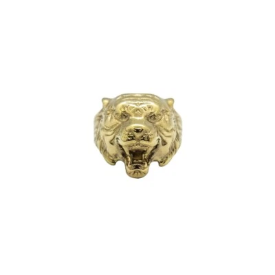 9ct 9K Yellow Gold Tiger Head Men’s Ring. Size T. Brand New - Image 1 of 4