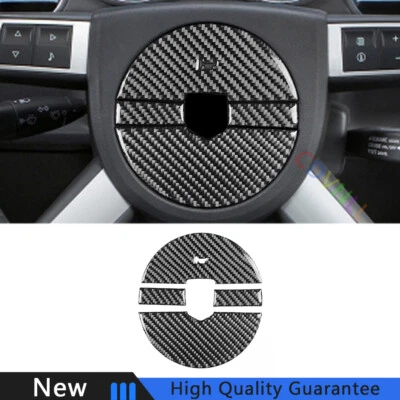 Para Dodge Charger 2008-10 Vinilo Fibra de Carbono Volante Logo Anillo Cubierta Borde Foto 1 de 4