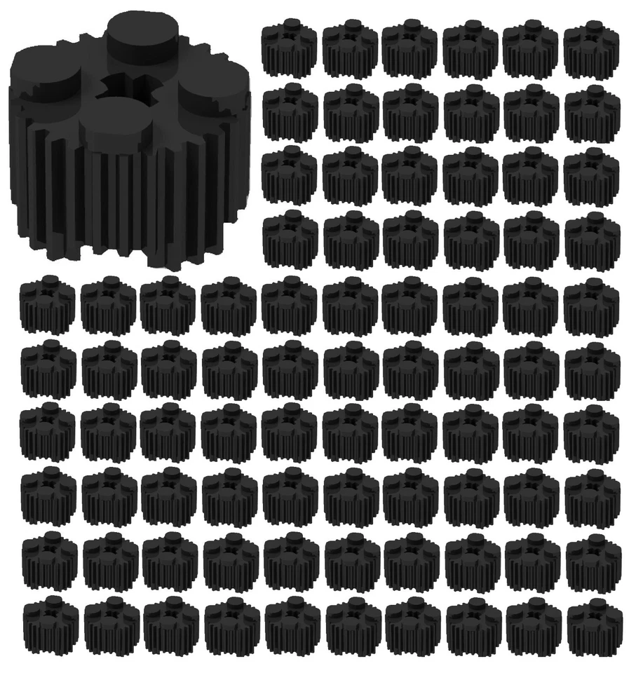 ☀️100x NEW LEGO BLACK Round 2 x 2 w/ Flutes (Grille) & Axle Hole (ID 92947) Bulk - Image 1 of 2