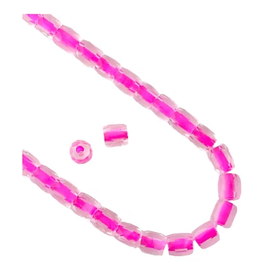 50 Beads Ornelka Russian Cut Crystals Faceted 7mm Hot Pink Color Lined Tube - Image 1 of 2