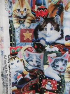 Christmas CATS KITTENS MULTI Cotton Fabric by David Textiles 18"X44" NEW - Picture 1 of 6