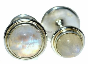 Natural Moonstone Gemstone with 925 Sterling Silver Cufflink #2355 - Picture 1 of 3