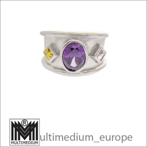 Modernist Silber Ring Amethyst Citrin designer silver gilt citrine - Picture 1 of 4