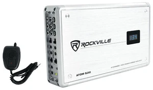 Rockville ATOM S20 Marine Bluetooth Amplifier 1600w 4 Channel/Volt Meter+PA Mic - Picture 1 of 12