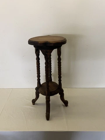 Victorian Carved Hand Made Mahogany WoodOpen Barley Twist Plant Stand Table Cover