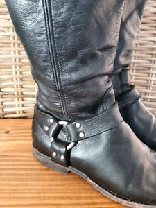 Frye Black Leather Riding Boots Size 8 - Foto 1 di 9
