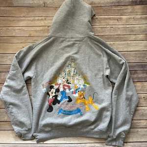 Vintage Walt Disney World Hoodie Happiest Celebration on earth Full Zip Gray Med - Picture 1 of 9
