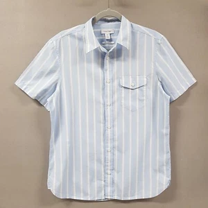 Calvin Klein Hemd Herren Medium Hellblau Gestreift Kurzarm Knopfleiste Freizeit - Bild 1 von 9