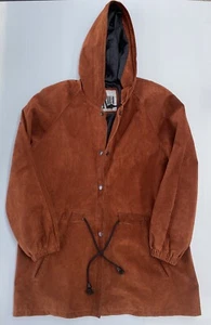 Vintage Retro Genuine Suede Leather Jacket Unisex Anorak 26 Inch Chest Hood - Picture 1 of 11