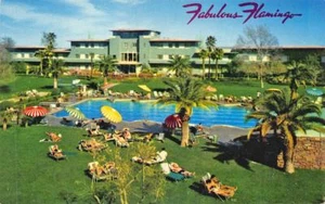 Las Vegas NV frühe Ansicht "Fabelhafter Flemingo" Olympischer Pool Casino Postkarte - Bild 1 von 1