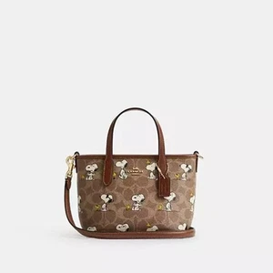 Coach X Peanuts City Mini Tote Bag In Signature Canvas With Snoopy Print CBS83 - Picture 1 of 7