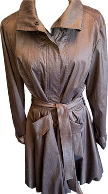 D & Y Copper satin coat size XL bubble hem trench coat water resistant belted - Image 1 of 4