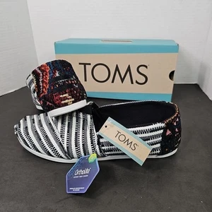 Toms Alpargata Rope Slipper Ballerinas schwarz bunt klobig global gewebt Damen 10 neu - Bild 1 von 8