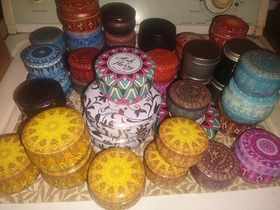 Lot 45 Color Design Empty Candle Tins Different Sizes Candle Making Storage - Image 1 of 2