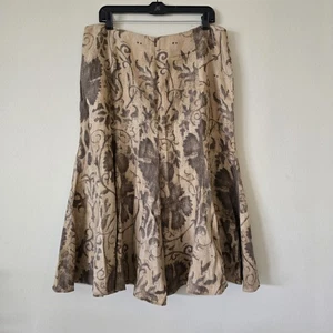 Falda Midi Lauren Ralph Lauren Briwn Línea A Talla 14 100% Lino - Imagen 1 de 9