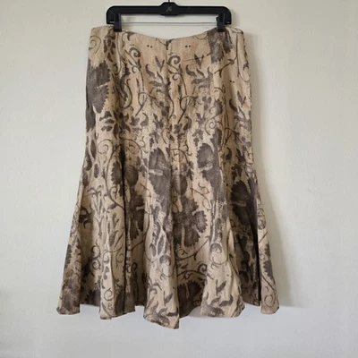 Falda Midi Lauren Ralph Lauren Briwn Línea A Talla 14 100% Lino Foto 1 de 4