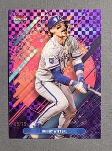 2025 Topps Finest Bobby Witt Jr Purple Checkerboard Rare /75 - Picture 1 of 2