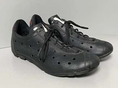 Vittoria Cycling Shoes Classic Vtg 1976 Black Leather Racing Italy 41 US M 8 - Image 1 of 4