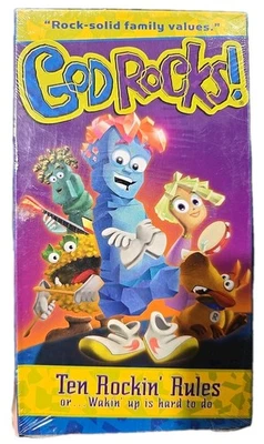GOD ROCKS! VHS: TEN ROCKIN' RULES Video Tape RARE Kids Christian Cartoon NEW - Image 1 of 4