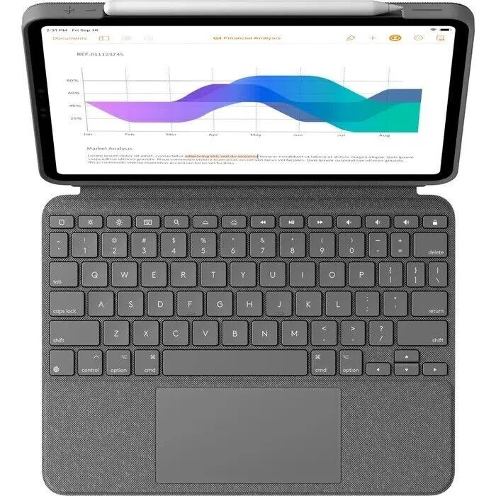 Logitech Combo Touch Keyboard Case 11" iPad Pro 1st 2nd 3rd Gen Grey Accessories - Image 1 of 1