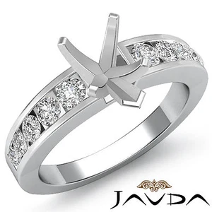 Diamond Engagement Pear Semi Mount Ring Channel Setting 18k White Gold 0.7 Ct. - Picture 1 of 4