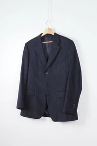 Boggi Milano Mens Striped Charcoal Blue Three Button Blazer Jacket 52 42 BL042 - Picture 1 of 11