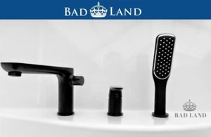 3 Loch Set Badewannenarmatur Wannenrand Hahn Schwarz Armatur Handbrause - Bild 1 von 9