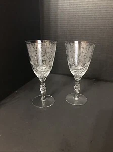 Duncan & Miller ROYAL LACE 7-1/8" Etched Glass Water Goblets/Set of2 - Picture 1 of 5