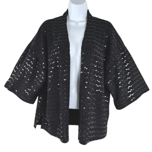 Clara Sun Woo Open Front Cardigan Jacket 1X Black Shimmer Sparkle NWT CJ-1870 - Picture 1 of 8