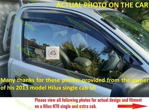 Weather Shields for Toyota Hilux N70 SINGLE EXTRA CAB ONLY 05-15 Tinted Black - Picture 1 of 18