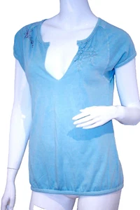 MISS SIXTY Powder BLUE V-Neck SHIRT Top 100% COTTON M - Picture 1 of 3