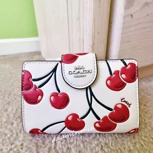 NWT Coach Medium Corner Zip Wallet With Cherry Print CZ762 ๐ - Picture 1 of 12