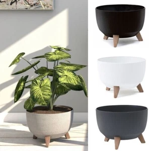 Blumentopf Blumenkübel mit Füßen Schale Pflanzschale Rillen Design Übertopf  - Bild 1 von 4