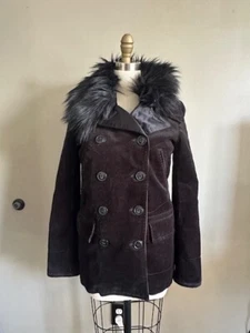 Denim & Supply Ralph Lauren Corduroy Coat Jacket Size Small Double Breasted Fur - Picture 1 of 9