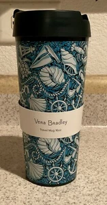 Vera Bradley TRAVEL MUG "Shore Enough" Thermo-Getränkebecher ~ 16 Unzen Neu mit Etikett - Bild 1 von 11