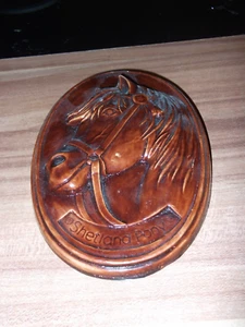 kleines ovales Reliefbild "Pferdekopf", aus Keramik - Bild 1 von 1