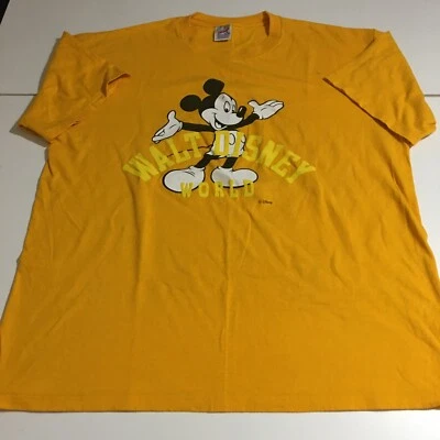 Vintage Jerzees Walt Disney World Mickey Mouse Mens XL Yellow T-Shirt USA Made - Image 1 of 4