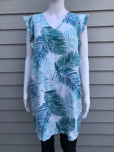Tahari Damen-Etuikleid Palmblattmuster 100 % Leinen Flatterärmel neu ohne Etikett Gr. XS - Bild 1 von 20