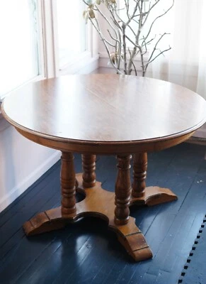 Mesa de comedor redonda moderna de roble Tell City Mid-Century vintage ~ ¡Increíble! Foto 1 de 4