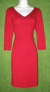 LRL Ralph Lauren Red Stretch Knit Seamed Sheath Work Social Dress 6 $149 - Picture 1 of 7