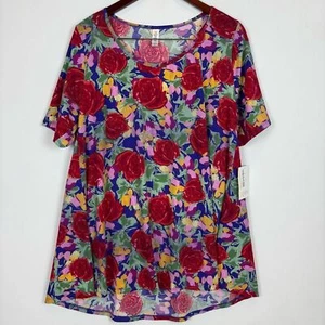 Camicia a maniche corte LuLaRoe perfetta stampa rosa T nuova con etichetta - Foto 1 di 6