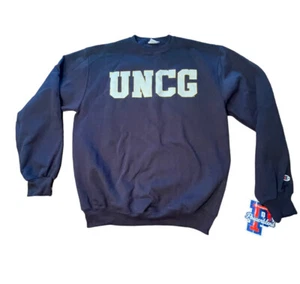 Vintage UNCG Champion Fleece Sweater Navy Large NWT Greensboro NC College - Picture 1 of 17