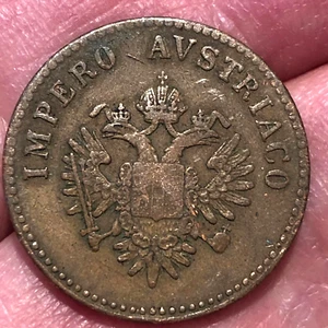 1852-V Italian State Lombardy-Venetia Copper 5 Centesimi Copper Coin - XF - Picture 1 of 4