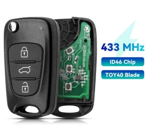 Fits Hyundai 433 Mhz Complete Transponder Remote Key - Foto 1 di 6