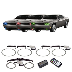 LED Headlight Fog Halo Rings RGB Colorfuse Kit for Dodge Challenger 08-13 - Imagen 1 de 11